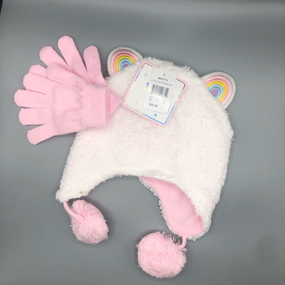 Girls 2 piece hat and glove set
